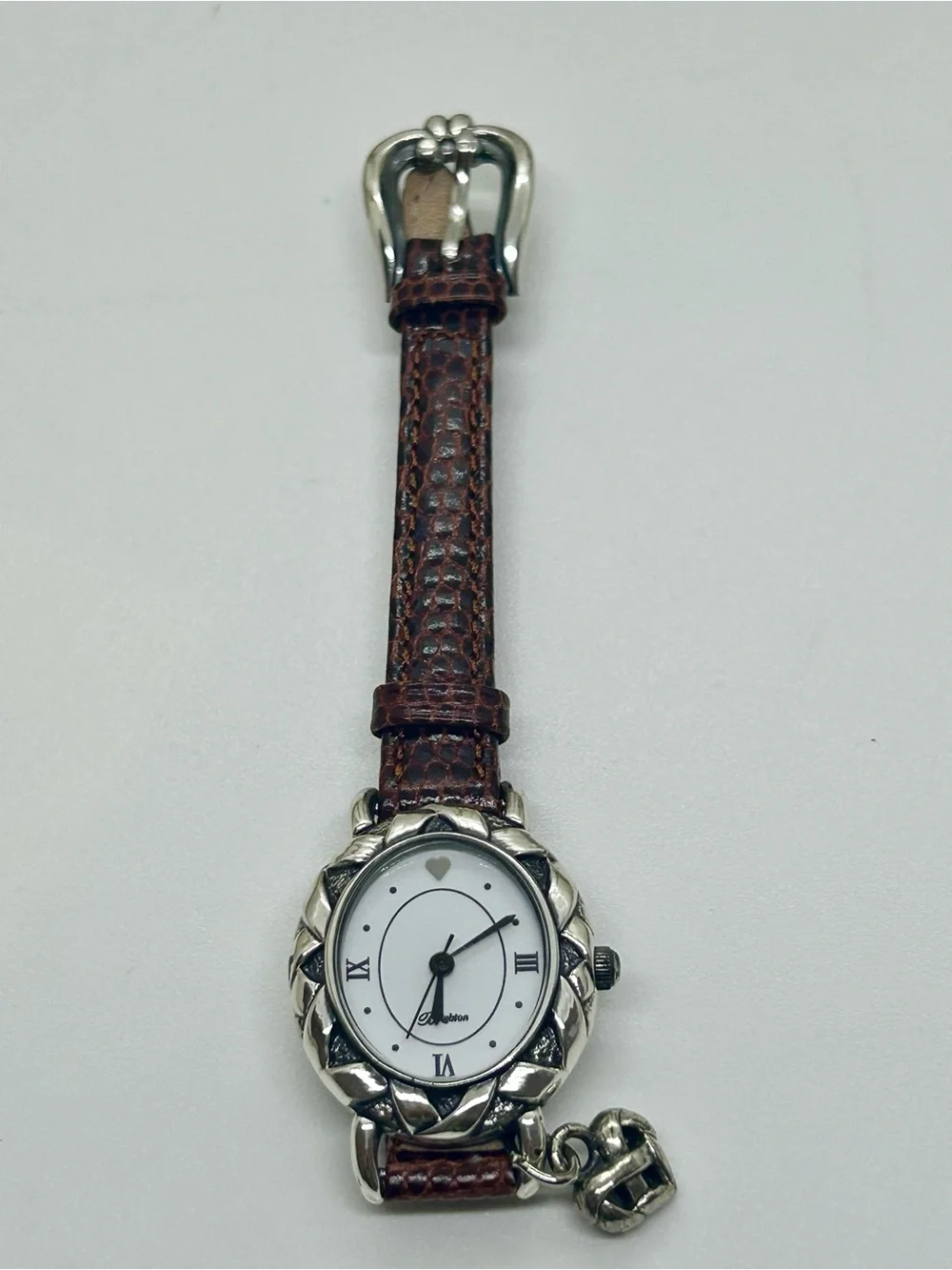 Brighton Vintage Carmel Women’s Quartz Watch Brown Leather Strap Heart Toggle